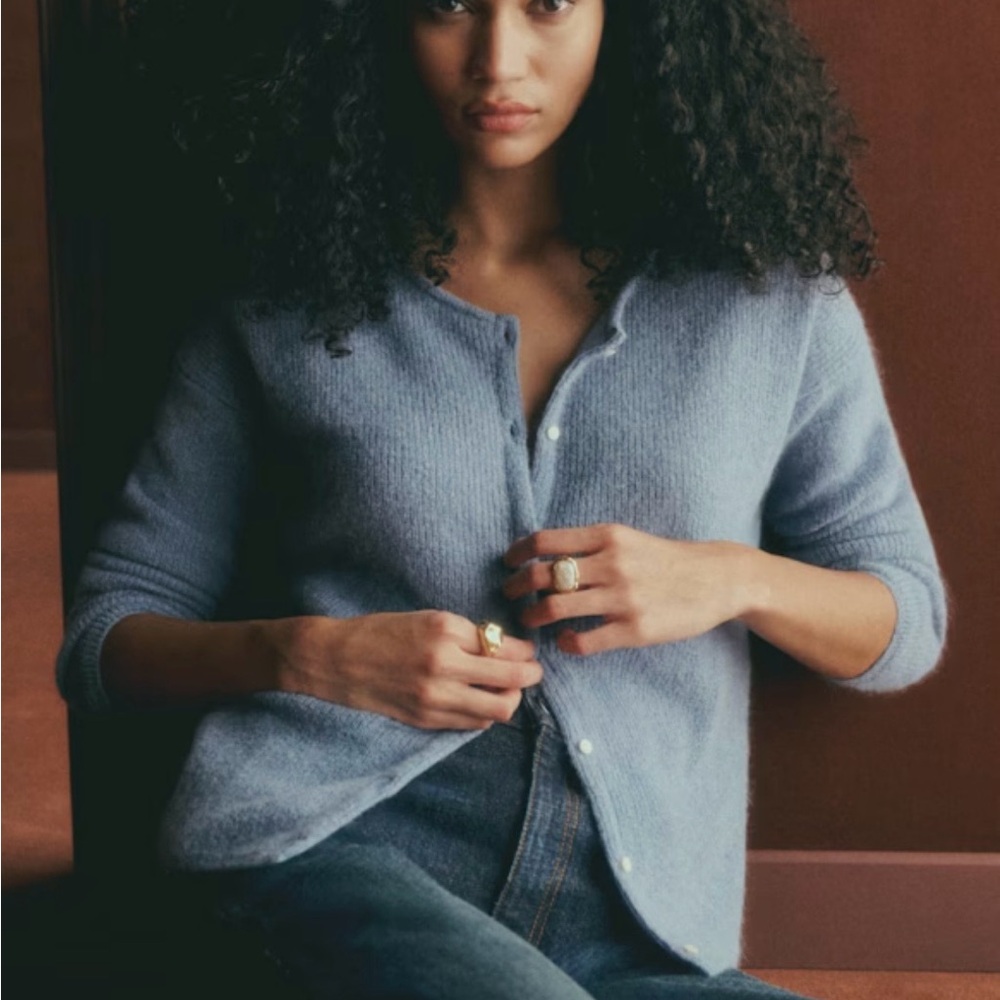 Sezane Gaspard cardigan in vintage blue